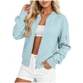 thumbnail image 2 of Otntypg Full Zip up Long Sleeve Jackets for Women Lightweight Casual Waffle Knit Open Front Cardigan Outwear Tops Loose Fit Cozy Outdoor Jacket with Pockets, 2 of 6