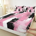 thumbnail image 3 of Castle Fairy Oil Painting 3pcs Twin Sheet Sets,Black Pink Twin Fitted Sheet,Abstract Artwork Breathable Flat Sheet,Luxury Teenagers Bedroom Decor, 3 of 7