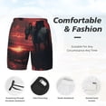 thumbnail image 3 of Lsque Lone Rider Under Red Sky Pattern Mens Swim Trunks- Bathing Suit Compression Liner - Beach Swim Shorts Swimwear - (S-3XL) - Stretch Quick Dry-Large, 3 of 6