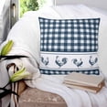 thumbnail image 3 of 20x20 Pillow Covers Set of 2, Farmhouse Blue Plaid Throw Pillow Covers Decorative Couch Cushion Case, Vintage Country Cock Checkered Microfiber Square Pillowcases for Bedroom Car Living Room, 3 of 7