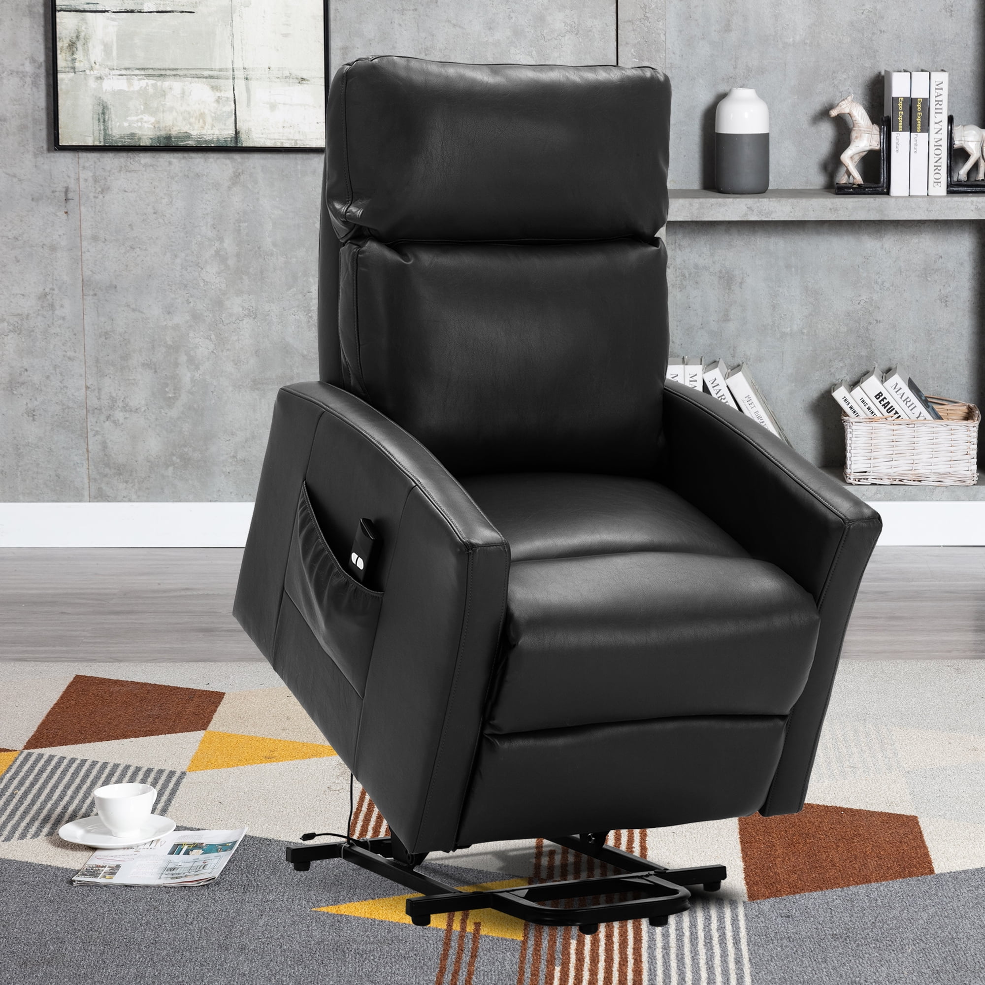 electric recliner chair for elderly heavy duty faux leather living room  chairs 300 lb capacity lift chairs recliners with power lift chaise  lounge