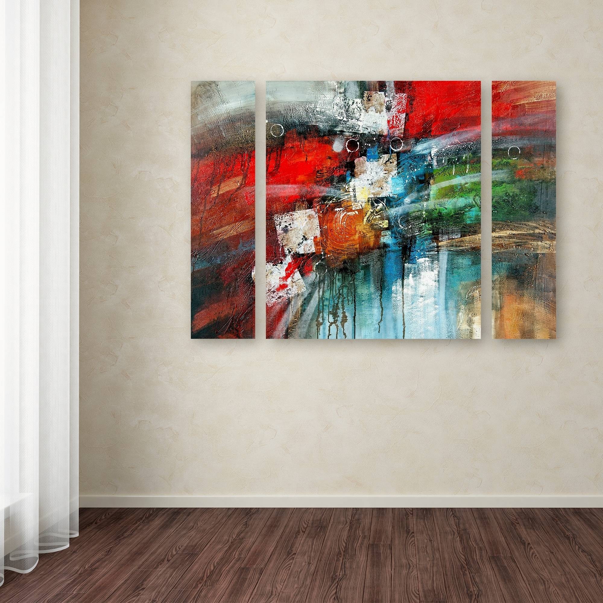 Trademark Fine Art "Cube Abstract IV" Canvas Art by Rio Three Panel Set