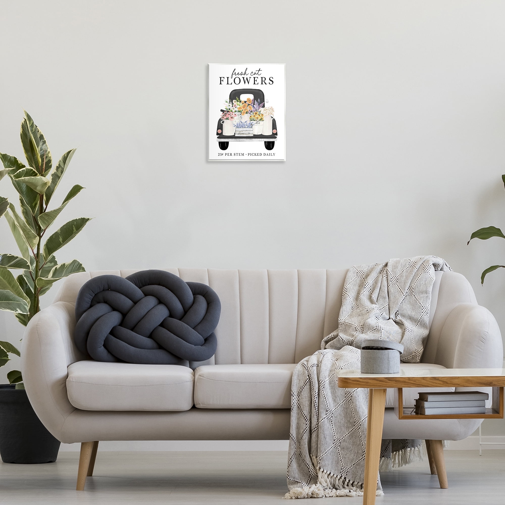 Fresh Flowers Picked Daily Wall Plaque Art, design by Lettered and Lined