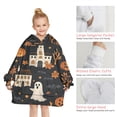 thumbnail image 6 of Halloween Ghosts Pumpkins and Haunted Houses Blanket Hoodies for Kids 6-13YR Oversize Wearable Blanket Hoodies for Boys Girls Teens, 6 of 7