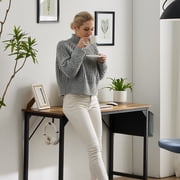 MCQ 47 Inch Small Computer Office Desk, Writing Study Table with Storage Bag & Iron Hook for Home -Rustic Brown