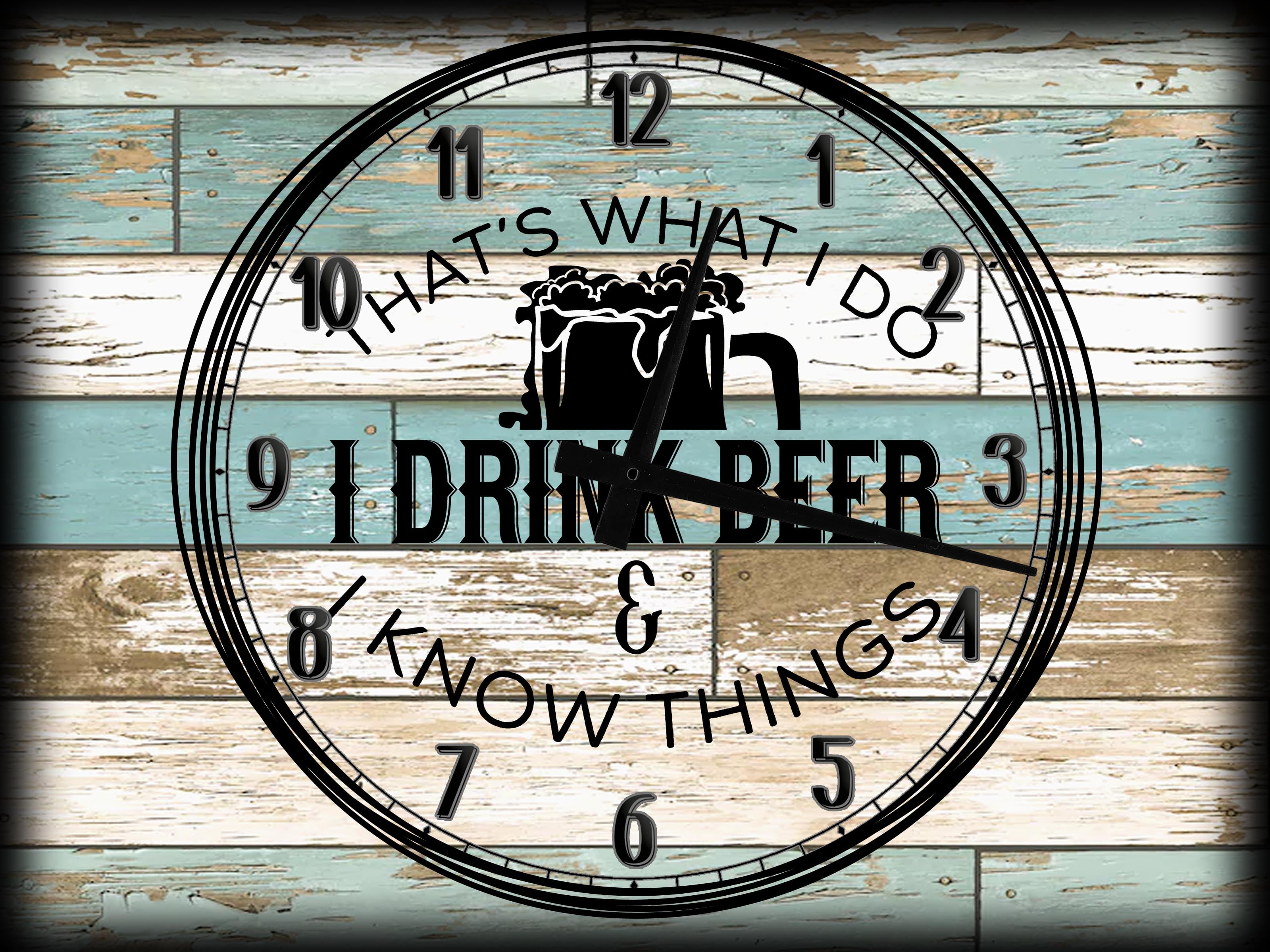 Large Teal White Wood Grain Wall Clock on Canvas Art That's What I Do I  Drink Beer & I Know Things Tyrion Lannister 12 x 16 Inch Wall Decor -  
