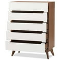 thumbnail image 5 of Bowery Hill Mid-Century 5-Drawer Board Wood Chest in White/Walnut, 5 of 8