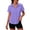 Purple, variant on Women Plus Size Button down Short Sleeve Collared Shirts Summer Breathable Blouse Casual Tops by Yigetop Blue L