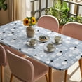 thumbnail image 3 of Blue Christmas Table Cloths for 3 Foot Rectangle Tables, Xmas Snowflake Snowman Patio Waterproof Elastic Fitted Tablecloths, Washable Rectangular Table Cover for Camping, 3 of 8