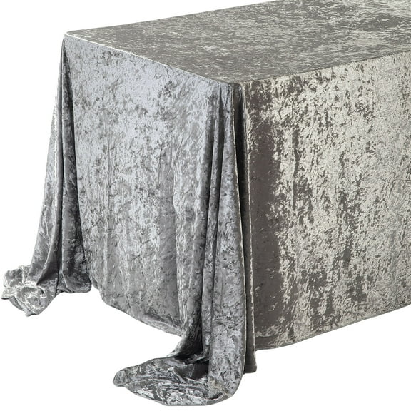 HOMEFORD ESC13 Rectangle Velvet Party Dining Tablecloth, 132-inch x 90-inch, Silver