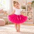thumbnail image 5 of Ticikt Girls Rainbow Layered Tulle Tutu Skirt, Elastic Waist with Satin Bow, Fluffy Princess Party Skirt, 5 of 5