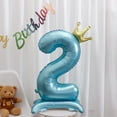 thumbnail image 4 of 42” Standing Crown Number 2 Balloon, Large Blue Foil Balloon for Birthday Party Decorations, 4 of 6