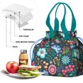 thumbnail image 4 of Pioneer Flower Floral Print Pattern Drawstring Lunch Bag Women - Drawstring Lunch Bag Insulated for Work Office - Stain-Resistant Large Lunchbags for Women with Multi-Pockets, 4 of 6