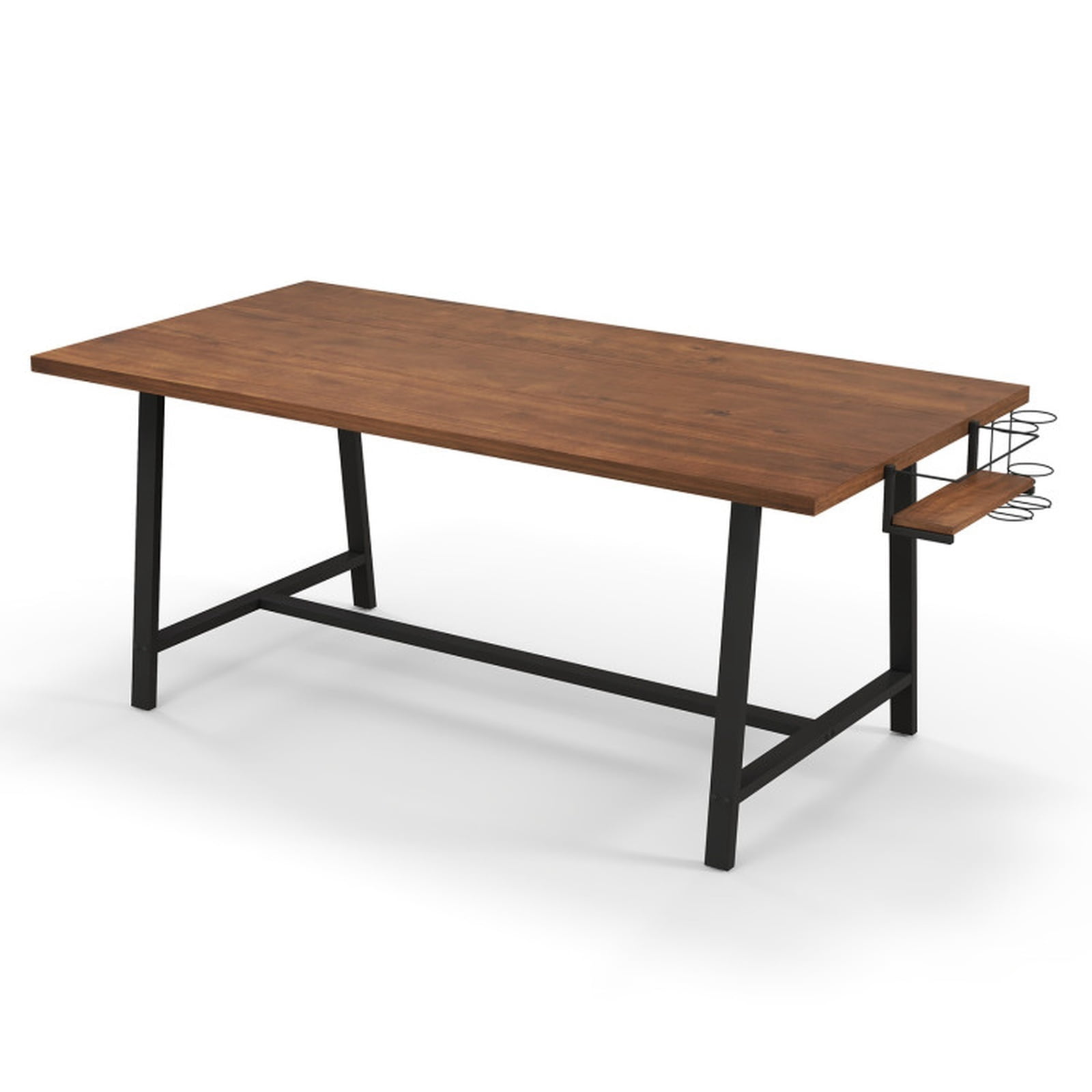 Furnibear 72 Inch Dining Table Rectangular Kitchen Table with 2-Bottle Wine Rack for 5-7 for Kitchen Dining Room Breakfast Nook Small Space, Walnut