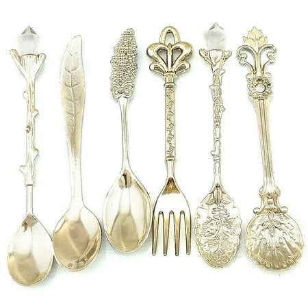 

6pcs Retro Tablewear Fork Alloy Spoon Cooking Scoop Kitchen Ladle Home Use Teaspoon Cutlery