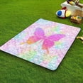 thumbnail image 3 of Pink Butterfly Outdoor Picnic Mat Mermaid Waterproof Picnic Blankets 60x80 Inches Large Sandproof Beach Blanket Foldable Outdoor Blanket for Camping on Grass Picnic Mat, 3 of 6