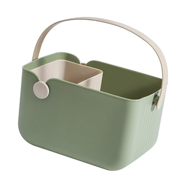 Cesta abierta para ducha portátil, bolsa de almacenamiento para dormitorio, organizador de cosméticos ligero para el hogar, cesta de limpieza, bolsa verde