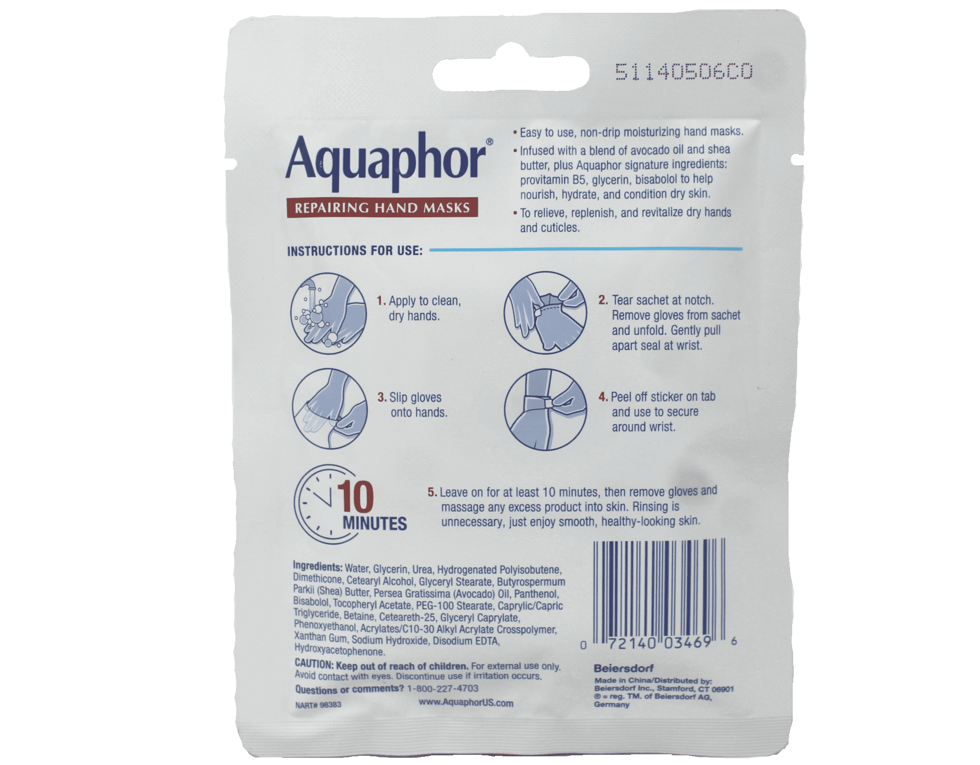 Aquaphor Repairing Hand Mask Advanced Threapy Intensive Hydration 3 Pairs