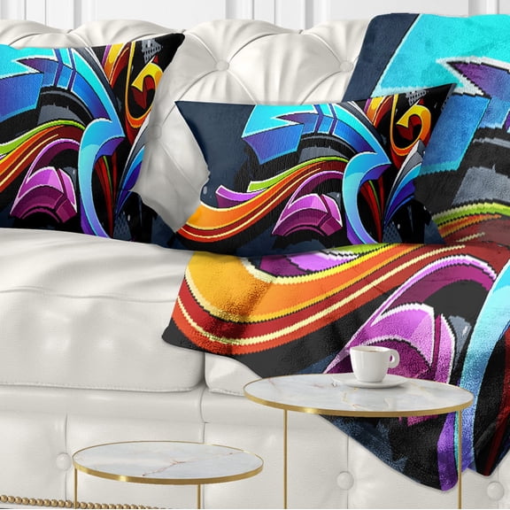 Designart Direction Street Art - Graffiti Throw Pillow - 12x20