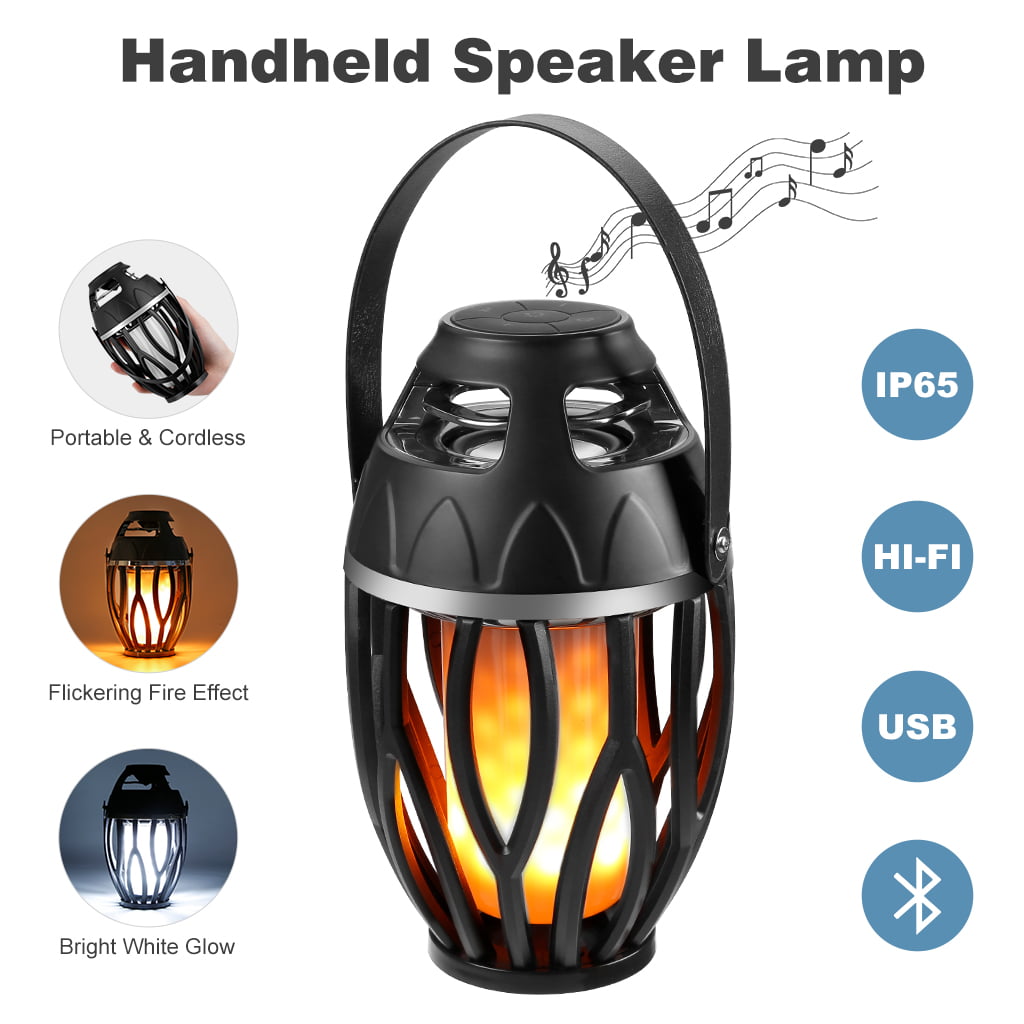 LED Flame Speaker, Outdoor Portable Bluetooth Wireless Speaker & LED  Atmosphere Light Lamp USB Charging with LED Flickers Warm Yellow Dancing  Light 