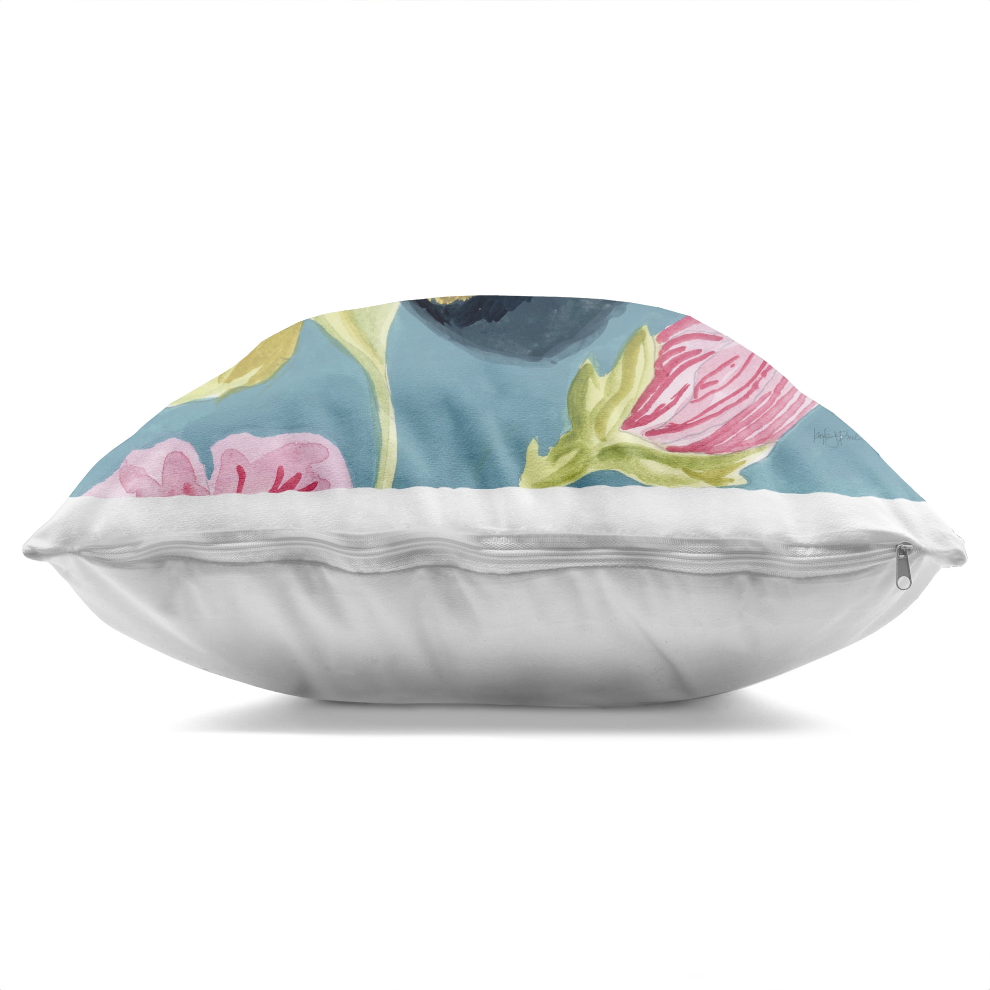 Stupell Industries Fuzzy Bee On Floral Pattern Decorative Printed Throw Pillow, design by Kate Jarvik Birch