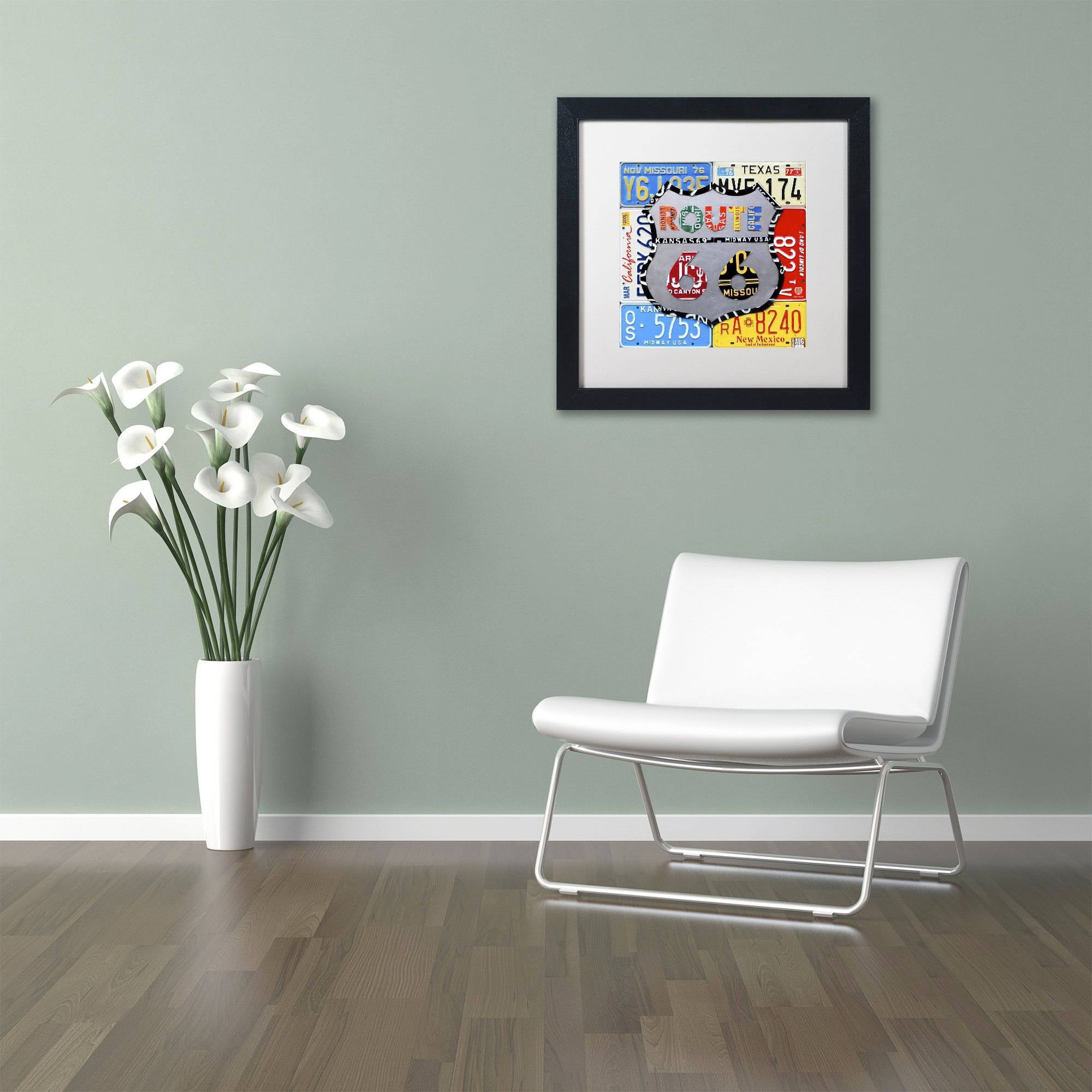 Trademark Fine Art 'Route 66 Road Sign' Canvas Art by Design Turnpike, White Matte, Black Frame