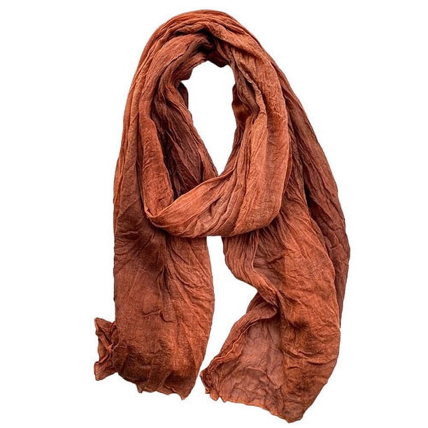 Bufandas de estilo étnico para mujer, bufanda de lino, chal largo plisado con degradado, teñido anudado, bufanda de seda fresca literaria coreana para mujer