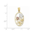 thumbnail image 3 of 14k Gold Two-tone w/White Rhodium Diamond-cut Oval Floral Pendant Charm, 3 of 3
