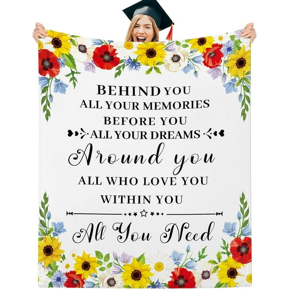 High School College Graduation Gifts for Her Him Seniors Flannel Throw Blanket 2024 Graduation Gifts Inspirational Gifts 60 x 50 Inch Soft Blankets Masters Degree Gifts for Women Teacher