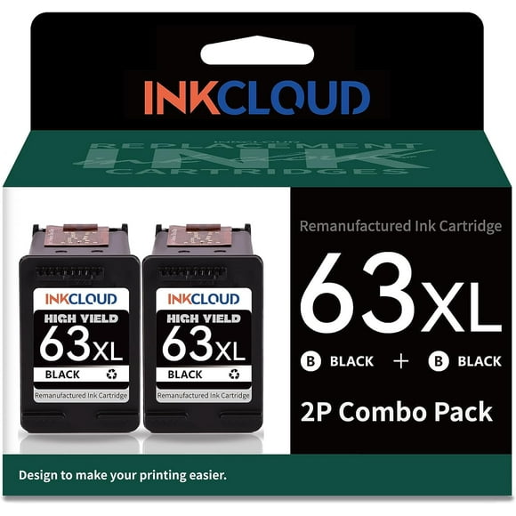 TRAHOO-2Pack Remanufactured Ink Cartridge 63 63XL Black Compatible with HP 63XL for HP OfficeJet 3830 5255 5258 Envy 4520 4512 4513 4516 DeskJet 1112 1110 3630 3632 3634 2130 2132 Printer (Black)