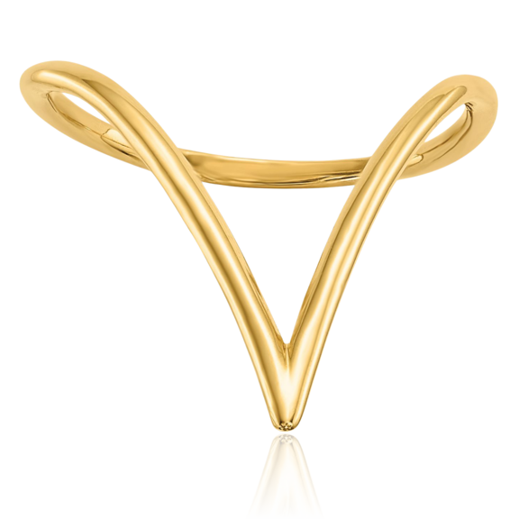 14K Solid Yellow Gold Chevron Statement Ring
