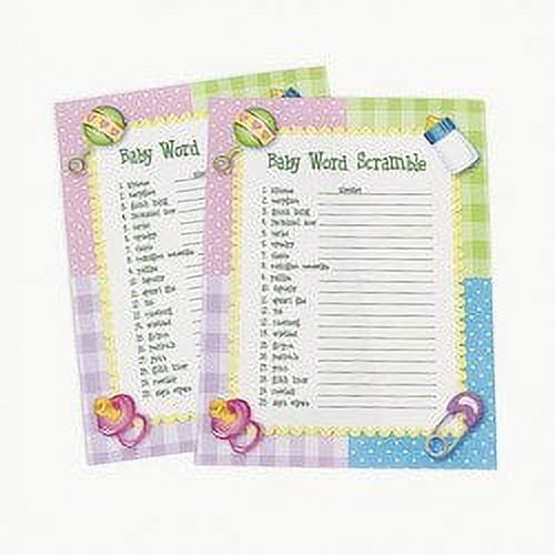 Baby Shower Word Scramble - Party Favors - 24 Pieces
