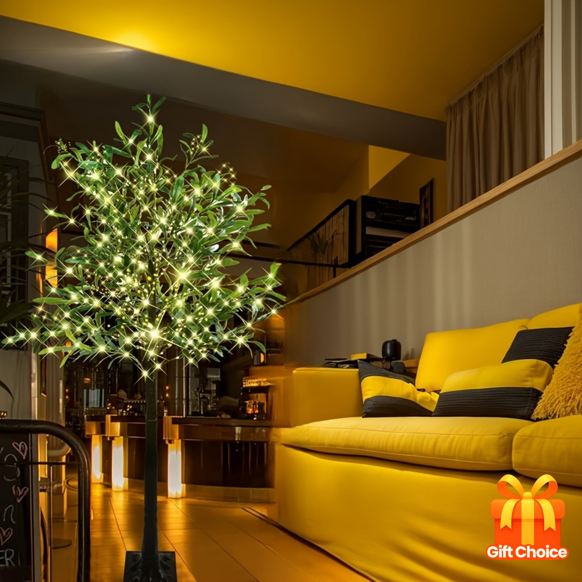 6ft Lighted Olive Tree Floor Lamp, Artificial LED Tree with Lights for Home Holiday Party Wedding Four Seasons Halloween Christmas Thanksgiving Decoration Gift