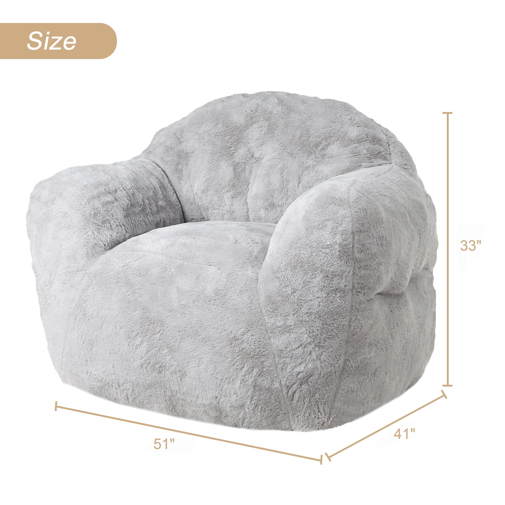 Extra Large Bean Bag Chair 39 Inch,Pre-Filled Plush Beanbag Sofa for Adults, Kids & Teens, Comfortable Lounge Chair for Bedroom & Living Room