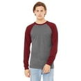 thumbnail image 6 of The Bella + Canvas Mens Long Sleeve T-Shirt Deep Heather/ Cardinal - XL, 6 of 6