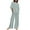 Cyan, variant on Women's 2 Piece Outfit Cotton Linen Set for Women Short Sleeve Pullover with Drawstring Long Pants Tracksuit Jogger Set Solid Color Trousers Casual Two-Piece Suit