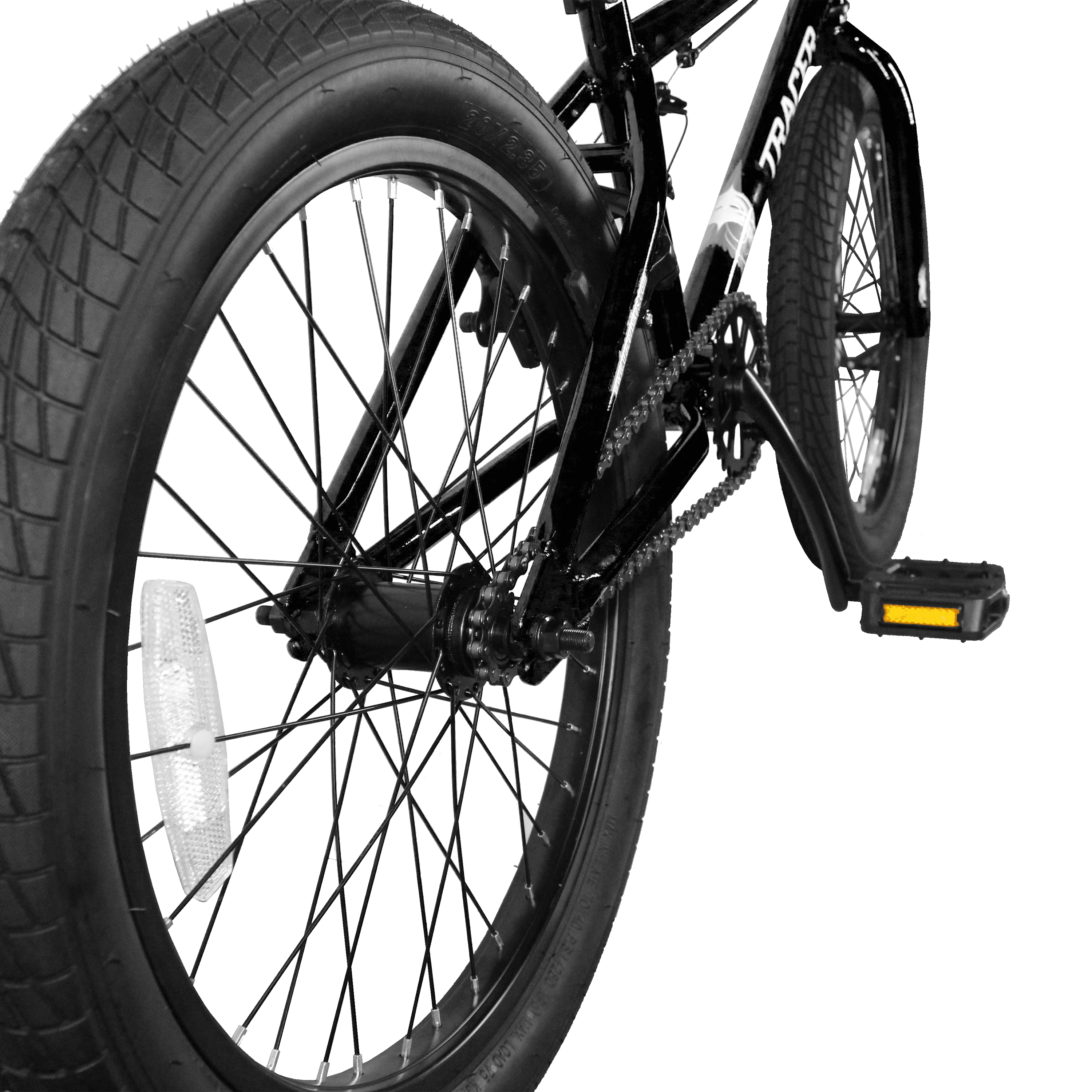 WonderWheels 20" BMX Steel Frame V-Brake One Piece Crank Alloy Rims 36H - Black