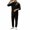 Black, variant on Mens 2 Piece Outfits Textured Crew Neck Top & Straight Sweatpants Set Elastic Waist Loose Daily Smart Loungewear Suit