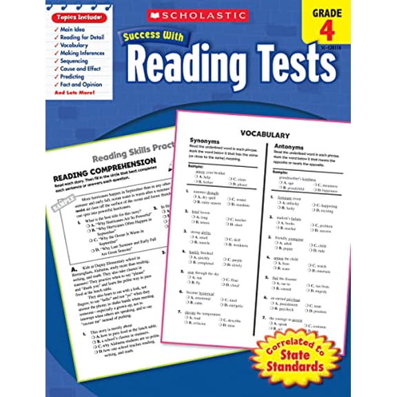 Pre-Owned Scholastic Success with Reading Tests: Grade 4 Workbook (Paperback) 0545201101 9780545201100