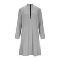 thumbnail image 5 of ClodeEU Women's Plus Size Long Sleeve Lapel Neck Half Zip Dress,Casual Trendy Loose Dress Gray,Womens Plus XXXXXL, 5 of 6