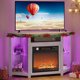 thumbnail image 1 of Fireplace Corner TV Stand for TVs up to 55 Inch w/Power Outlet, Entertainment Center w/ 18 Inch Fireplace, Grey White My Lux Decor Round, 1 of 6