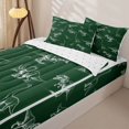 thumbnail image 3 of Homewish Retro Dino Sketch Zipper Queen Comforter Set with Fitted Sheet and 2 Pillowcases,Jungle Wildlife Zipper Bedding Set,Green,Reversible,4pcs, 3 of 8