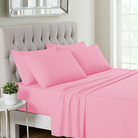 Sweet Home Collection 1500 Series 6 Piece Ultra Soft Microfiber Sheet Set, King, Pink