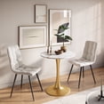 thumbnail image 1 of CorLiving Ivo Round Melamine Top Indoor Bistro Table with Metal Pedestal Base, Gold/White Marbled, 1 of 6