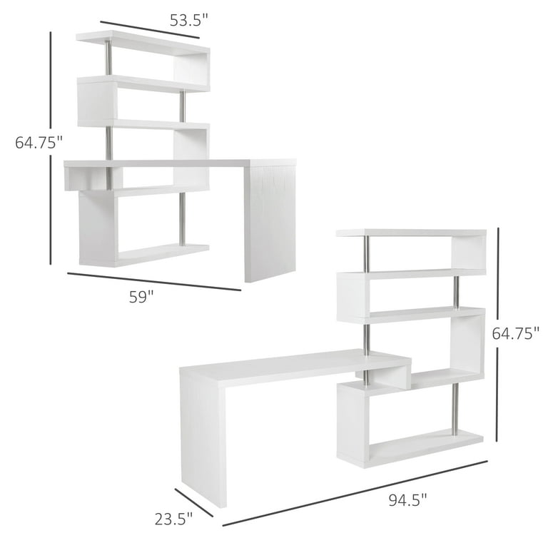 HOMCOM Contemporary Rotating Office Desk White