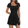 thumbnail image 3 of Ronuti Womens Athletic Dresses for Women Tennis Dresses Square Neck Built in Shorts Pockets Short Sleeve Golf Workout Active Dress, 3 of 10