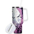 thumbnail image 2 of 40 oz Tumbler with Handle and Straw Lid | Halloween Moon Bats Insulated Cup Reusable Stainless Steel Water Bottle Travel Mug, Keeps Cold for 34 Hours or Hot for 10 Hours, 2 of 6