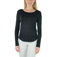 thumbnail image 7 of ToBeInStyle Women's Long Roll-Up Sleeve Ladder-Back Pocket Top - Black - Small, 7 of 7