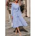 thumbnail image 3 of Vestido PRETTYGARDEN Bohemio Floral de Manga Larga con Cruzado y Escote en V para Mujer - Talla M, 3 of 4