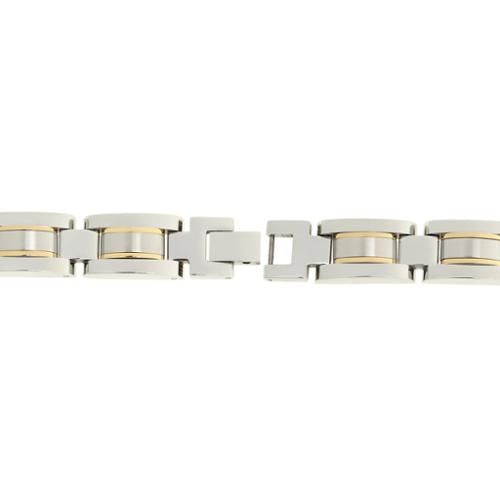 BIG Jewelry Co Stainless Steel Men's Bracelet with Gold-tone Highlights